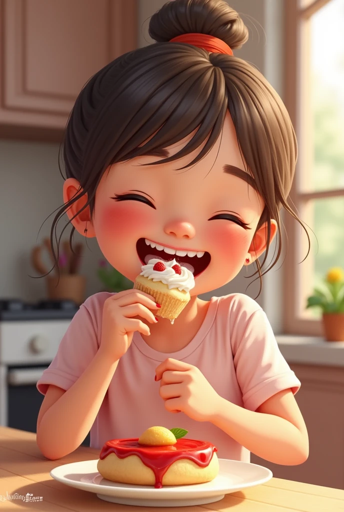 Create a girl doing the delicious
