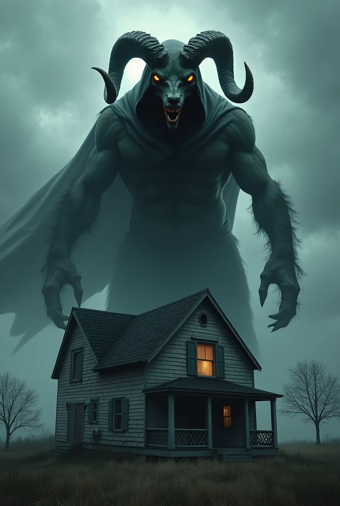 Hooded killer ram beastman on top of a house