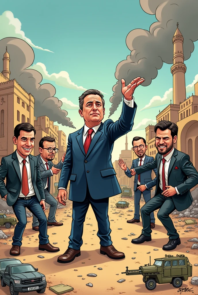 Cartoon mocking the wars of the Middle East