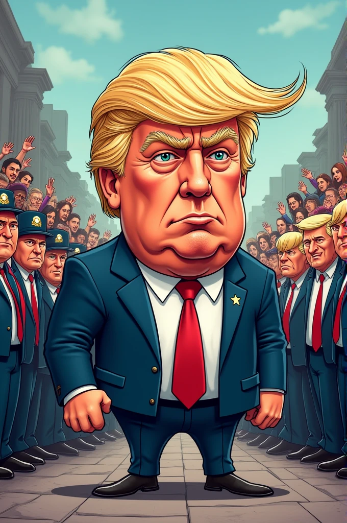 Make a cartoon mocking the attack on Donald Trump