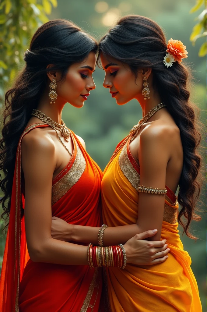 Two Hot, sexy and beutiful hindu woman in saree