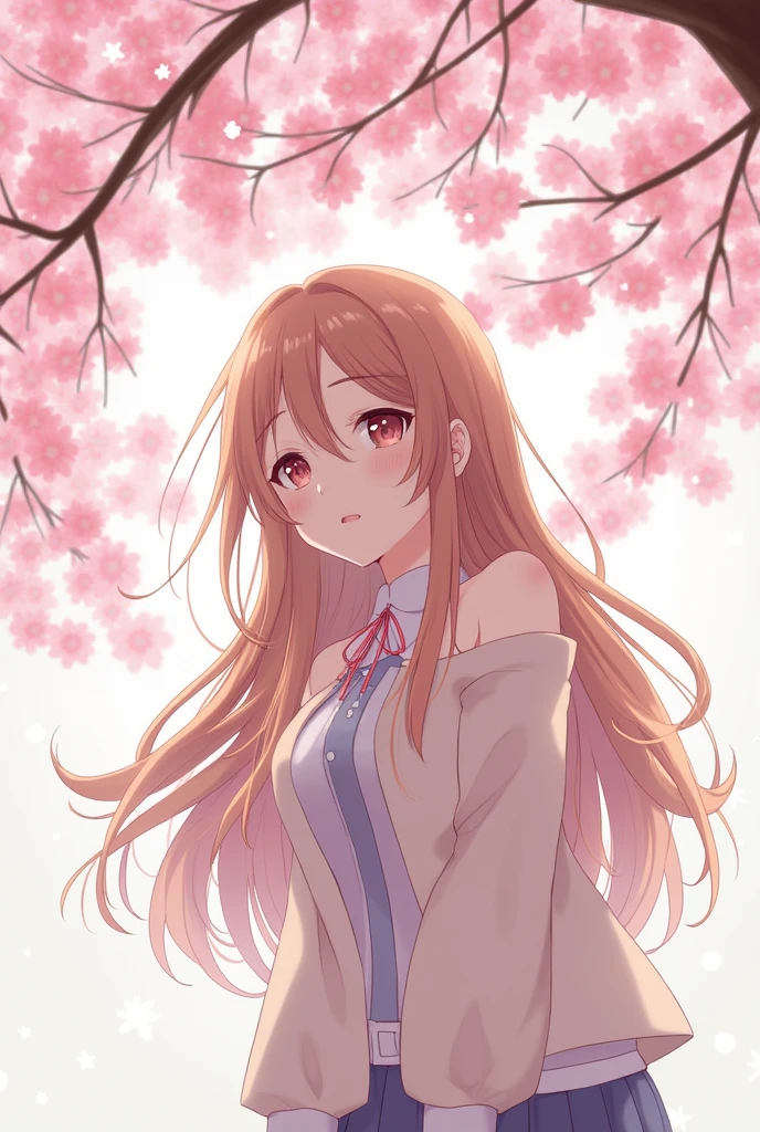 HuTaoV4,1girl,solo,long hair, off shoulder, collar bone, look at viewer, perfect fingers, armpit peek, Beautiful flowers bloom, (sparkles), (There is a blooming sakura),standing under a tree, (head looking up), Look at the tree, Natural soft light, macaron, Still ethereal, Crisp and smooth lines, radiant morning light, soft luminescent glow, hodie, jacket