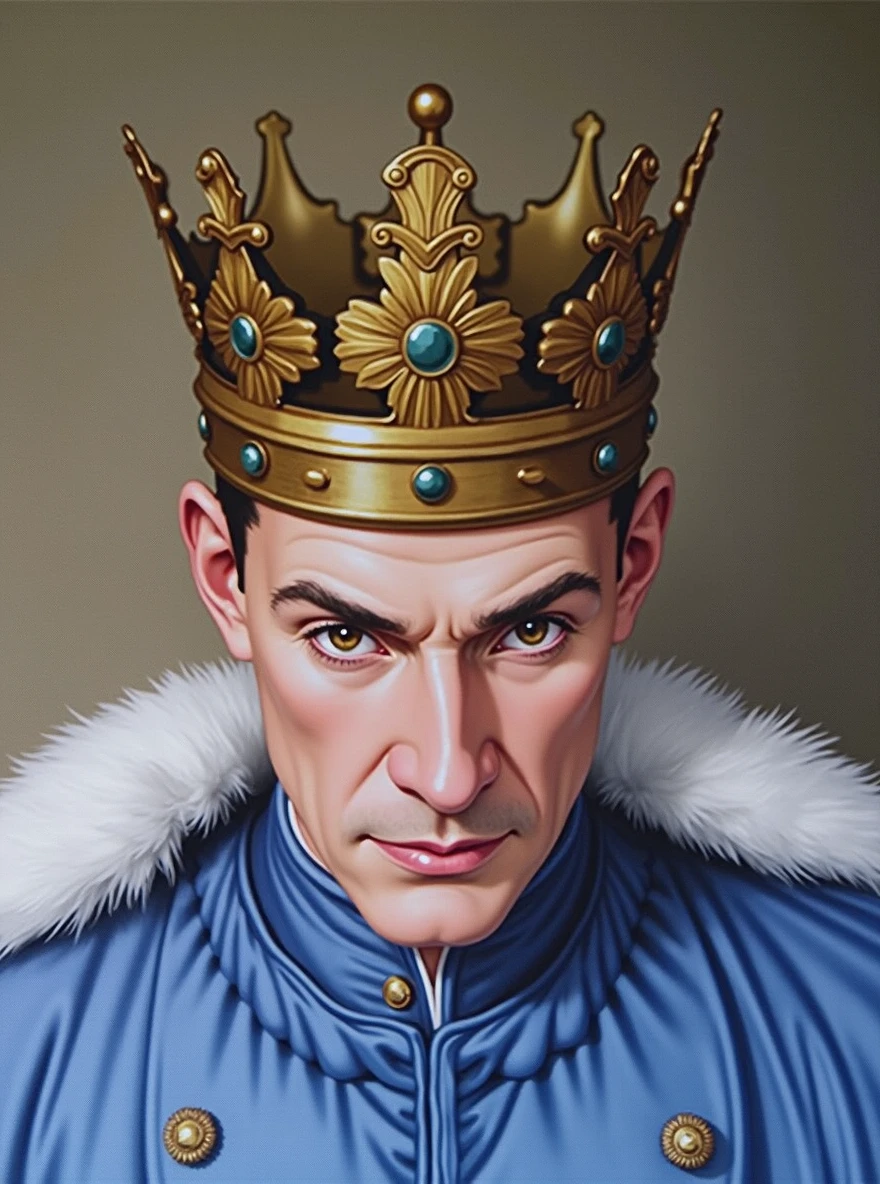 The king with a crown in a royal robe