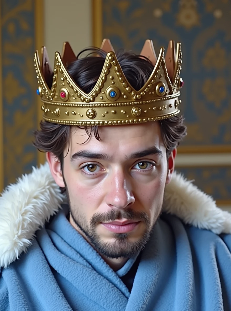 The king with a crown in a royal robe 