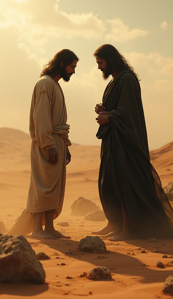 ChatGPT
Crie um prompt completo para criar em alta resolução super realista 8k Lucifer e jesus no wasteland igual no filme a paixão de cristo
ChatGPT
Claro! Aqui está um prompt detalhado para criar uma imagem em alta resolução e super realista de Lucifer e jesus no deserto, inspired by the style of the film "The Passion of Christ":
Prompt:
Create a high resolution 8k image with an extreme level of realism, showing a desert scene inspired by the film's visual style "The Passion of Christ". The scene must have the following details:
jesus e Lucifer:
jesus: Retrate jesus com aparência autêntica da época, with a simple, ragged tunic. Your hair should be long and disheveled, and he must display a look of weariness and determination.
Lucifer: Lucifer deve ser representado de forma imponente e ameaçadora, with a look that suggests its supernatural nature. He may be wearing dark, flowing clothing., with an expression that mixes subtlety and malice.
enviroment:
wasteland: The setting should be a vast arid desert with sand dunes, scattered rocks and a dramatic sky. The desert should convey a sense of desolation and immensity.
Lighting e atmosphere:
Lighting: Use dramatic, warm lighting, with a light that simulates the scorching desert sun. Shadows should be intense and highlight the textures of the sand and the characters..
atmosphere: Add a light dust effect to increase realism and the feeling of heat and dryness.
Additional Detail:
Include minute details like the texture of the characters' skin, the sand on their feet and the intense expression on their faces.
Consider adding a sense of movement to convey the tension of the moment..
The image should capture the emotional intensity of the scene and the interaction between the two characters., with a level of detail that allows a complete appreciation in 8k.
This prompt should provide a solid foundation for creating a visually stunning and realistic image..
In English ChatGPT Cer
