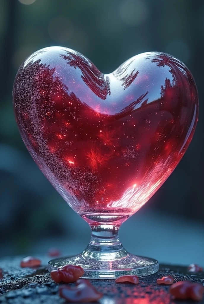 a heart made of glass 

