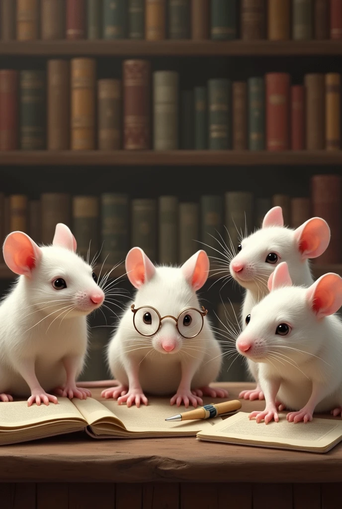 5 studious albino rats

 