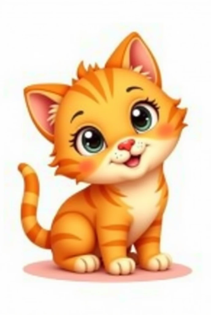 make a picture of an animated orange baby kitten with a white background
