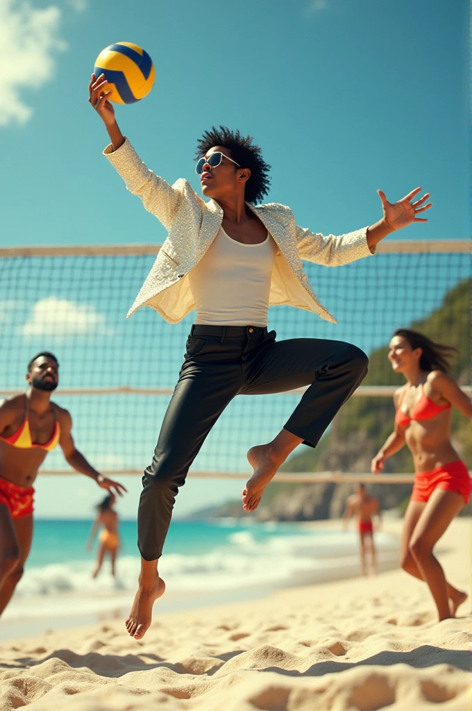 Michel Jackson playing volleyball