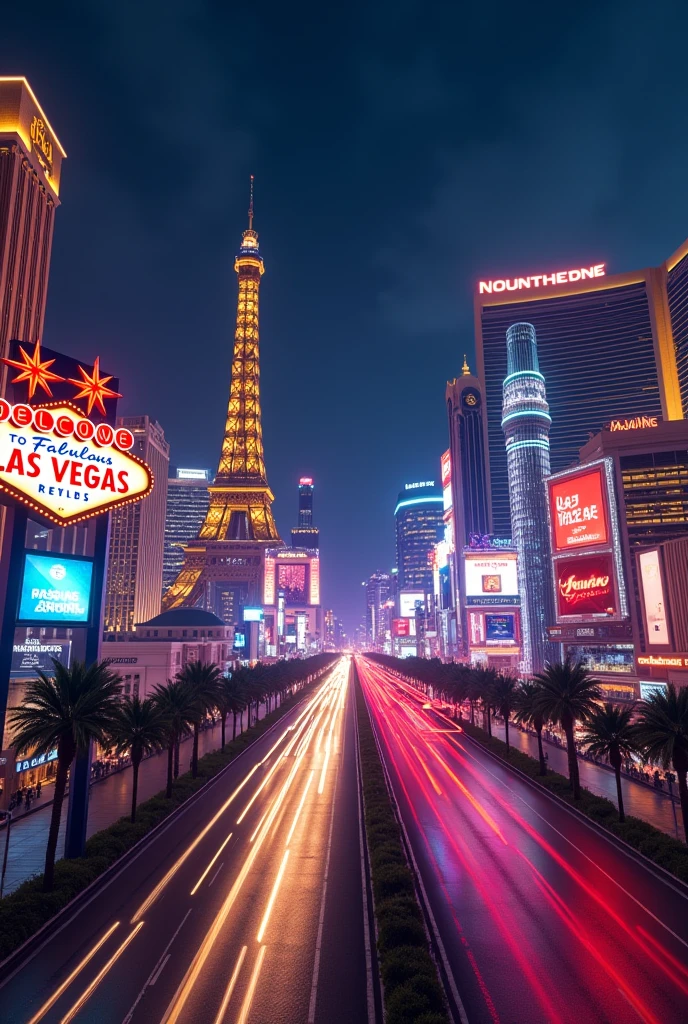 A realistic design, detailed, Las Vegas themed, that will be used as a background for a countdown