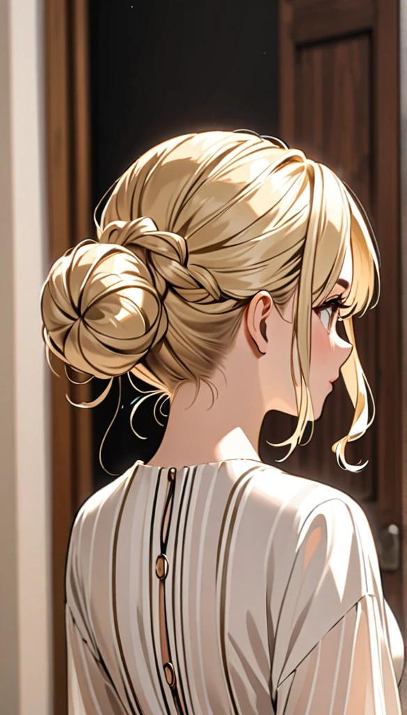 Beautiful and blond bun styled hair