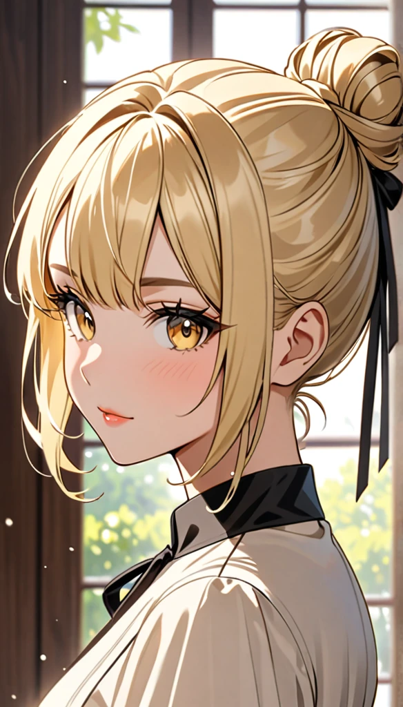 Beautiful and blond bun styled hair
