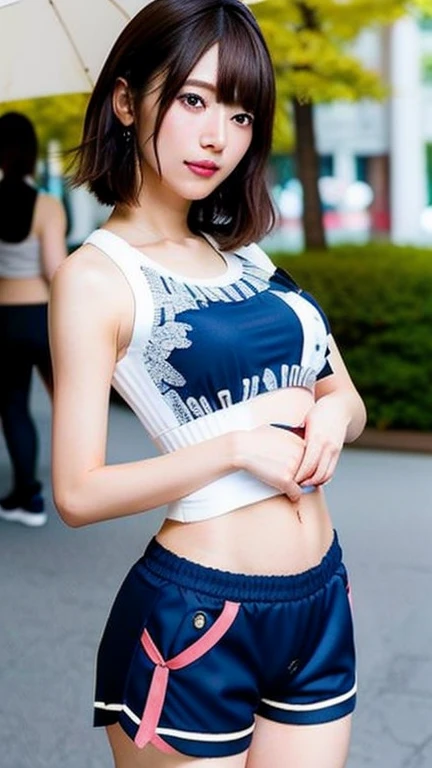 Very detailedな CG Unity 8K 壁紙, Highest quality, Very detailed, masterpiece, Realistic, photo Realistic, Very detailedかわいい女の子、Adult female 18 years old、(((スカートをLift it yourself)))、(Lift it yourself)、Realistic panties with some lace frills、Small panties、Panty Focus、Detailed pattern on panties、Small panties with side ties、blush, Lips parted, Looking at the audience、Half Body Shot、(crowd)、(On the streets of Tokyo)、Short Bob Cut、Too bright natural light、Shining Sun、女性crowd、Shot from a little below、Lips shining with lip gloss、Sparkling eyes、Cute Headbands、Cute Hairbands、(((Precision engineered, Luxurious and colorful shorts for adults, High resolution portrait of panties, Drawing pants with great accuracy)))、((She shows off her panties in a unique pose)), ((Spread your legs, Please put your feet up)) Open your mouth a little、Sit in a shallow pool、