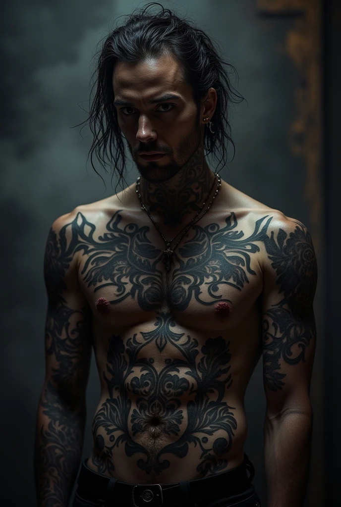 An advertising image of gothic tattoos that says @tinchoperez9 instagram 