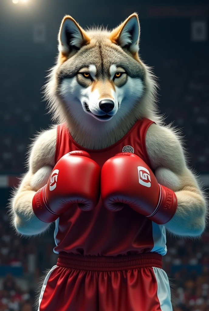 a humanoid boxing wolf, won the fight at the Olympics and