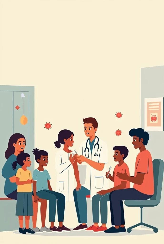 Imagine that you were responsible for publicizing this government campaign and you created a poster to explain vaccination to the population, which is very easy to draw with few people.