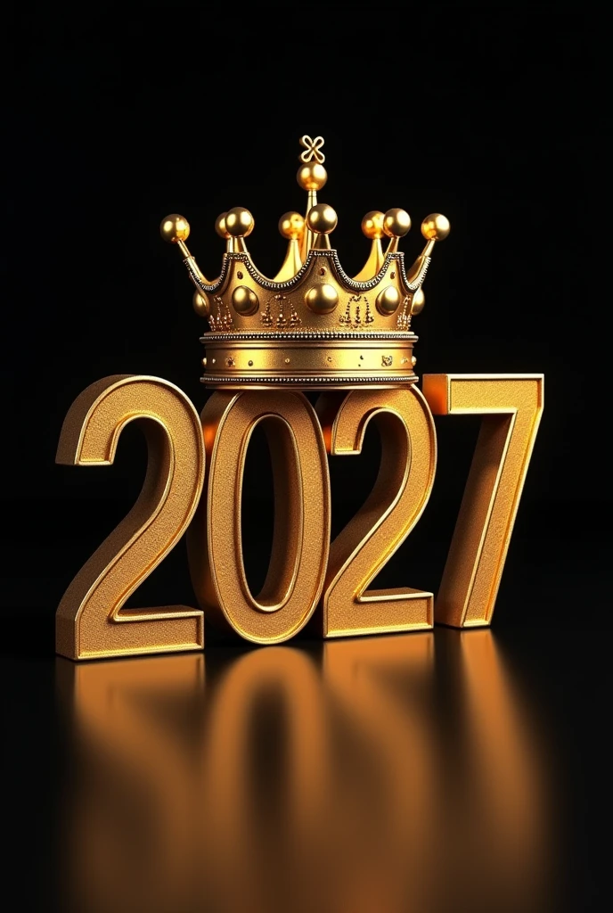 Create a Written image : "until 2027" in gold with a black background add a crown on top of 2027