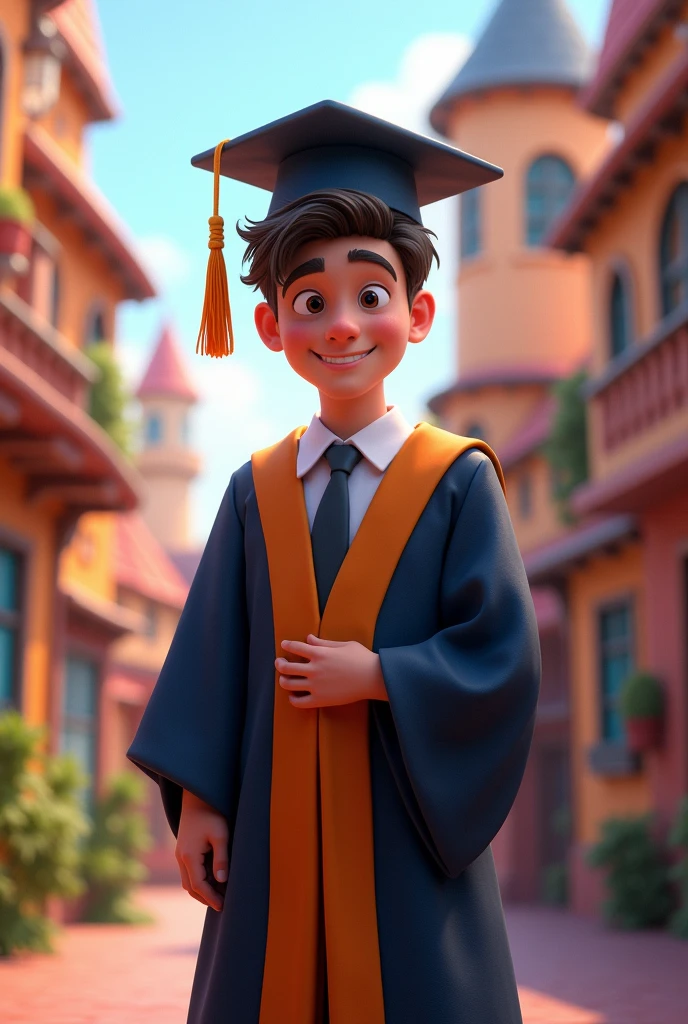 A graduate guy, pixar  style, 3d , high-aesthetic, cinematic, masterpiece 