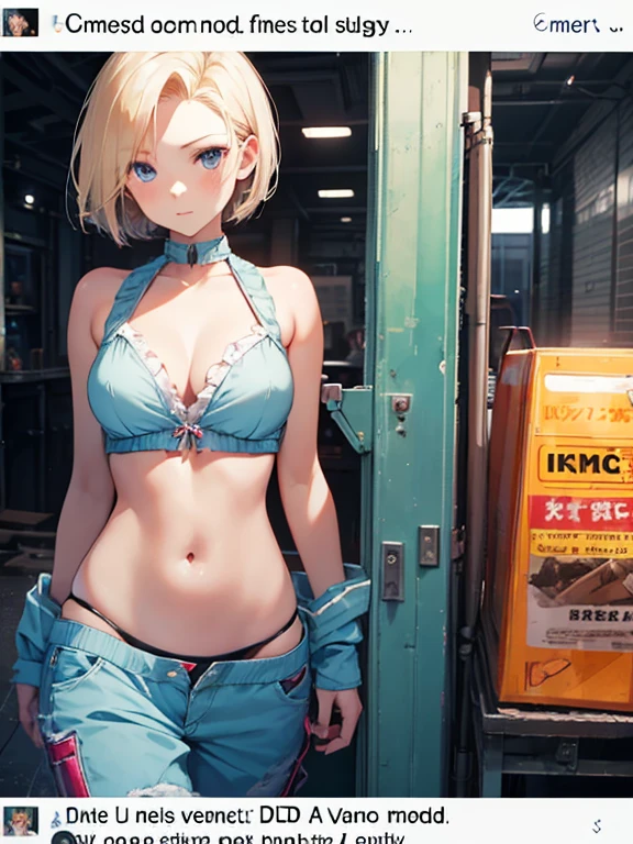 (meme:1.5), cute, Beauty, Shortcuts, Android 18, (masterpiece), highest quality, 1girl, uhd, retina, masterpiece, ccurate, anatomically correct, textured skin, super detail, high details, high quality, best quality, highres, 4K