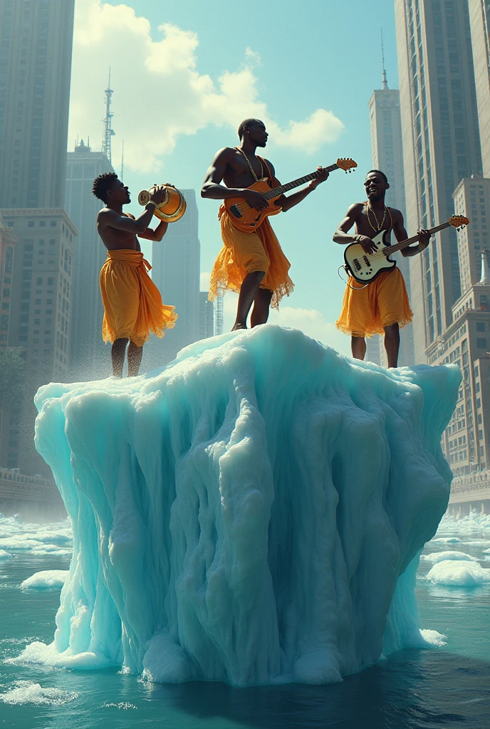 Urban music study with African men on an iceberg
