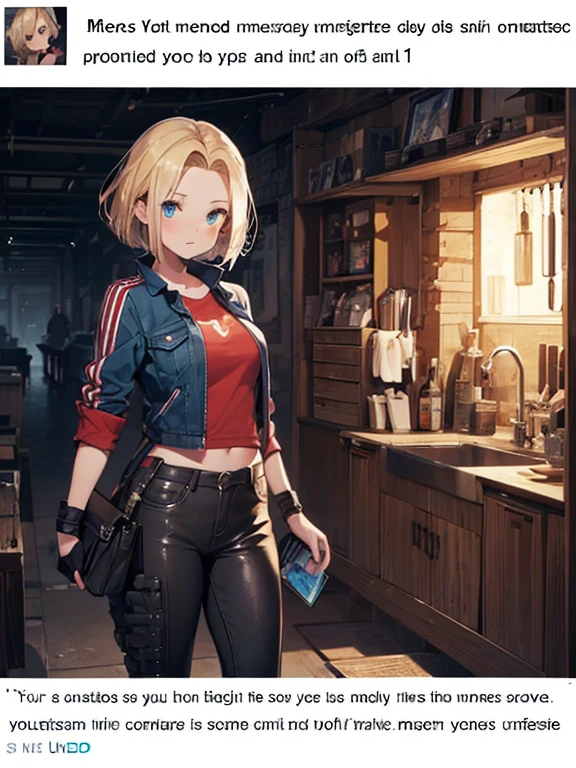 (meme:1.5), cute, Beauty, Shortcuts, Android 18, (masterpiece), highest quality, 1girl, uhd, retina, masterpiece, ccurate, anatomically correct, textured skin, super detail, high details, high quality, best quality, highres, 4K