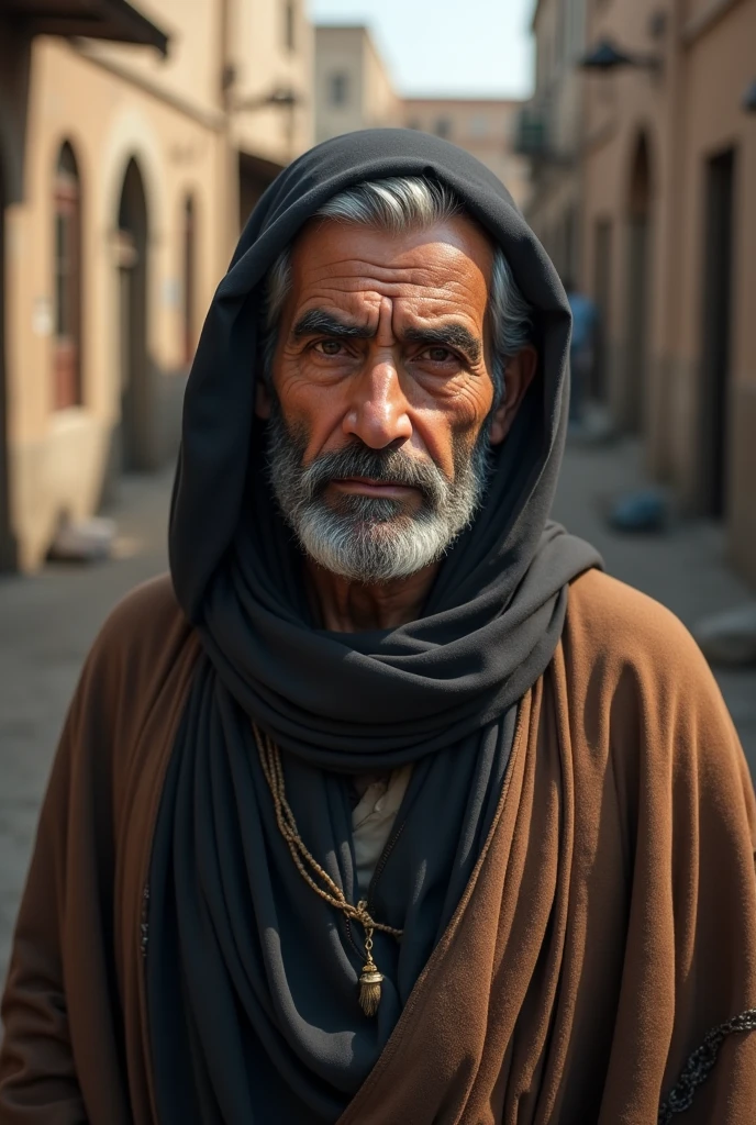 I want realistic pictures of an Iraqi man wearing an abaya in the year 2024
