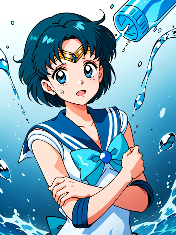One girl, Female Water Spirit, Light blue hair, Internal spring water, Put a few drops of water on your skin, sailor mercury,