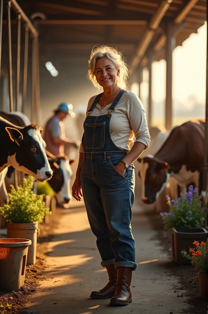 Interviewing a woman at a dairy