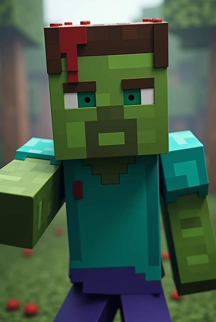 Minecraft type letters saying Zombieland Steve with normal eyes