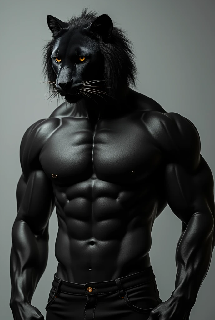 Black panther furry nude erotic bare chest. Bob hairstyle, black hair. The background is transparent.