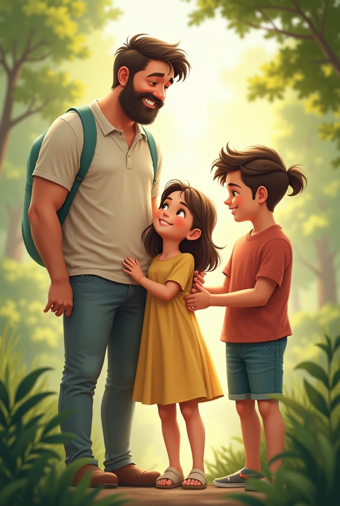 there is a father with his daughter and two man 