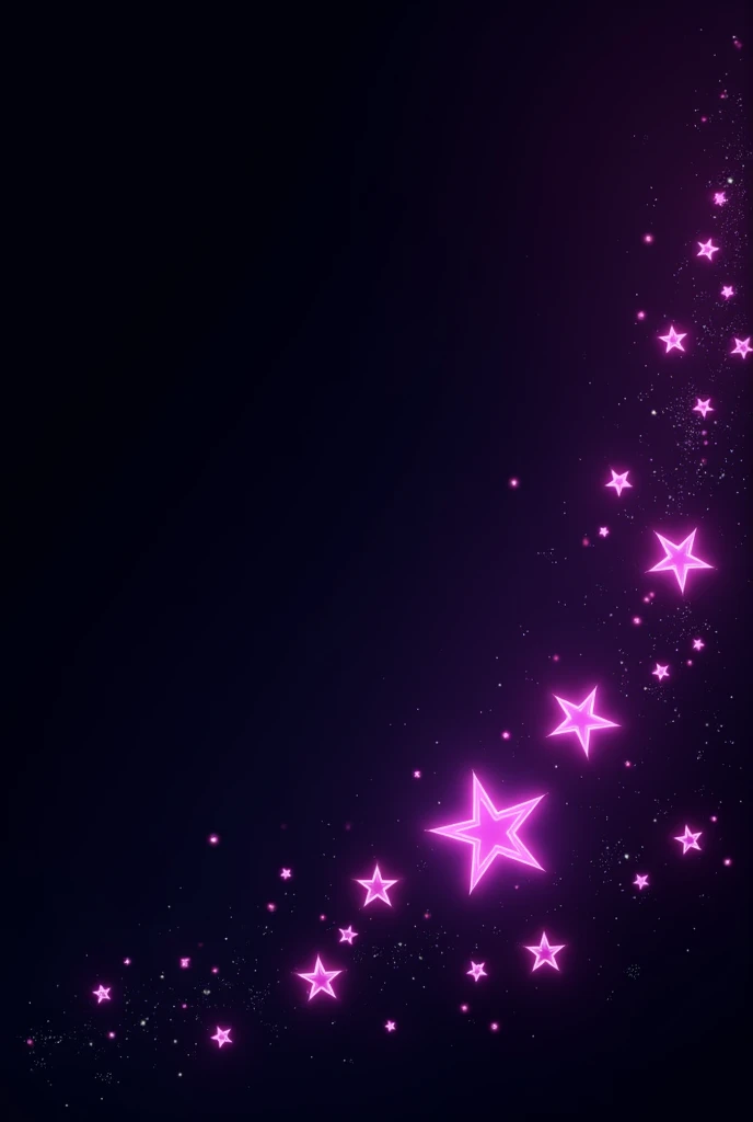 Twitter header with black background and purpleish neon stars all over it