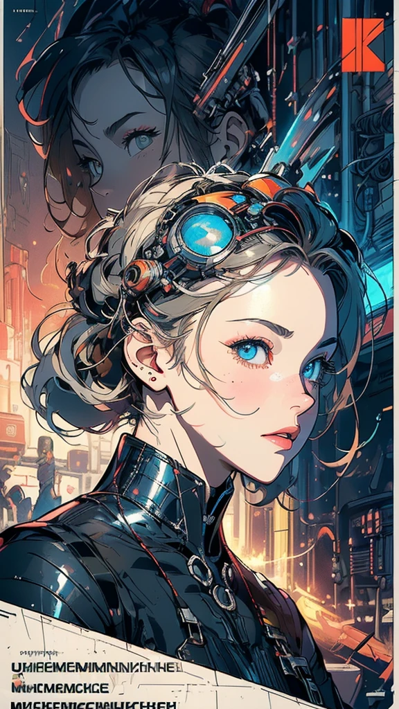 (((masterpiece, highest quality))),(((solo:1.2))),(((1girl:1.2))),32k wallpaper, very detailed, poster, vintage science fiction,(((((geometric cinematic movie poster))))), (bauhaus), shape,(((abstract))),(mid century modern),movie poster,(((((portfolio))))),(((((Close-up))))),(((((bust up))))),((((more various angle)))),(((highlight))),((((heterochromia)))),(((complete. detailed face))),(((Extremely talented))),(((((most complecated machine))))),(((((unlimited mechanic Workaholic))))),(((Absolutely detailed Mighty machines background))),neon light,((((phenomenal dynamic poses))))