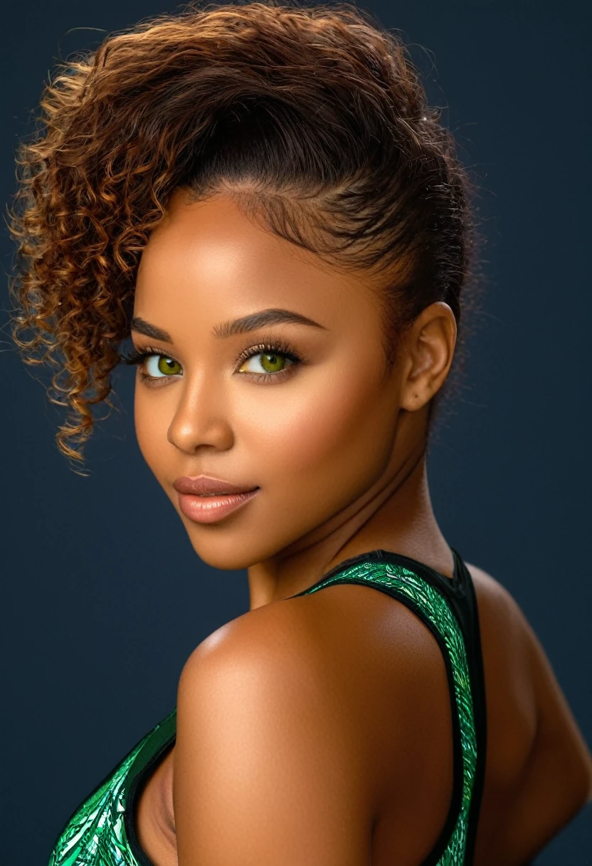 NSFS (best quality,4k,8k,highres,masterpiece:1.2),ultra-detailed,(realistic,photorealistic,photo-realistic:1.37), light skin black girl,beautiful model,(attractive,sexy),(big bty:1.1),brown hair,green eye,brown eye,ruemor,tank-top

[portrait],(vivid colors),(sharp focutreme detail description),studio lighting,UHD,(physically-based rendering)

In this stunning portrait, an  light-skinned black girl takes center stage. Her beauty is captivating, with her attractive and sexy features. She has a radiant smile that lights up the frame. Her expressive green eye and captivating brown eye draw you in.

The girl is wearing a stylish tank top, showcasing her fashionable and confident style. Her luscious brown hair cascades down her shoulders, adding a touch of elegance to the composition.

The image quality is of the highest standards, with crystal-clear details that allow you to appreciate the intricate patterns on her tank-top and the smoothness of her skin. The lighting is expertly crafted, illuminating her face with a soft glow and emphasizing the depth and contours of her features.

The artwork embraces a realistic and photorealistic style, with vivid colors that bring the scene to life. The sharp focus captures every fine detail, from the strands of hair to the sparkle in her eyes. The extreme detail description ensures that every aspect of the artwork is meticulously rendered.

This masterpiece of a portrait combines  aesthetics with the beauty of a light-skinned black girl. The image is a celebration of diversity and the natural allure of different skin tones. show bty, bikini