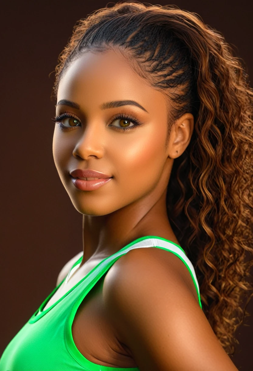 NSFS (best quality,4k,8k,highres,masterpiece:1.2),ultra-detailed,(realistic,photorealistic,photo-realistic:1.37), light skin black girl,beautiful model,(attractive,sexy),(big bty:1.1),brown hair,green eye,brown eye,ruemor,tank-top

[portrait],(vivid colors),(sharp focutreme detail description),studio lighting,UHD,(physically-based rendering)

In this stunning portrait, an  light-skinned black girl takes center stage. Her beauty is captivating, with her attractive and sexy features. She has a radiant smile that lights up the frame. Her expressive green eye and captivating brown eye draw you in.

The girl is wearing a stylish tank top, showcasing her fashionable and confident style. Her luscious brown hair cascades down her shoulders, adding a touch of elegance to the composition.

The image quality is of the highest standards, with crystal-clear details that allow you to appreciate the intricate patterns on her tank-top and the smoothness of her skin. The lighting is expertly crafted, illuminating her face with a soft glow and emphasizing the depth and contours of her features.

The artwork embraces a realistic and photorealistic style, with vivid colors that bring the scene to life. The sharp focus captures every fine detail, from the strands of hair to the sparkle in her eyes. The extreme detail description ensures that every aspect of the artwork is meticulously rendered.

This masterpiece of a portrait combines  aesthetics with the beauty of a light-skinned black girl. The image is a celebration of diversity and the natural allure of different skin tones. show bty, bikini
