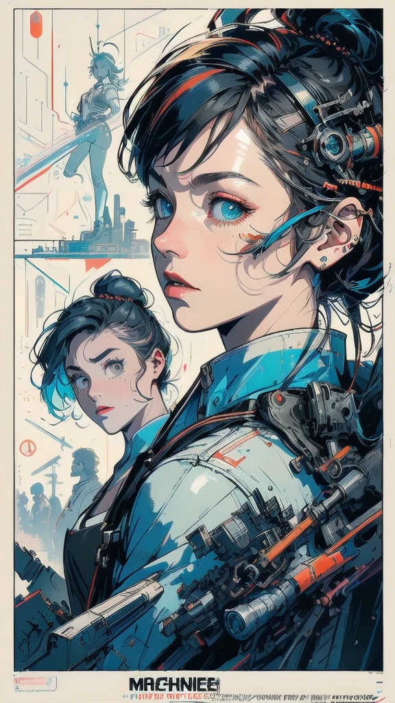 (((masterpiece, highest quality))),(((solo:1.2))),(((1girl:1.2))),32k wallpaper, very detailed, poster, vintage science fiction,(((((geometric cinematic movie poster))))), (bauhaus), shape,(((abstract))),(mid century modern),movie poster,(((((portfolio))))),(((((Close-up))))),(((((bust up))))),((((more various angle)))),(((highlight))),((((heterochromia)))),(((complete. detailed face))),(((Extremely talented))),(((((most complecated machine))))),(((((unlimited mechanic Workaholic))))),(((Absolutely detailed Mighty machines background))),neon light,((((phenomenal dynamic poses))))