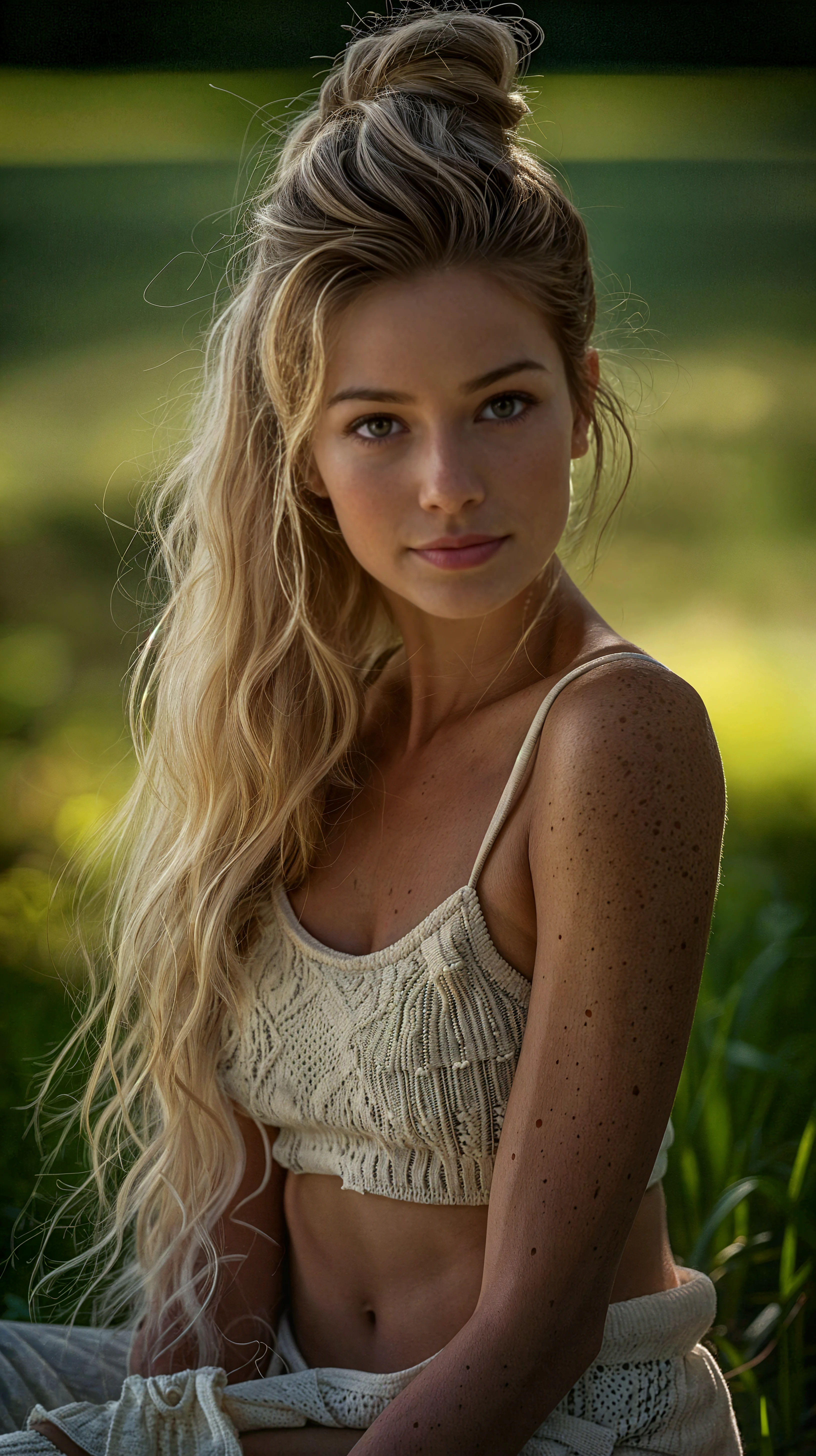 (Full body shot) naked, sexy teen, petit body, cute, blonde, perfect bright eyes, natural beauty, messy wet hair, shy, little freckles, taking a shower in the morning, realistic water, perfect cute face,