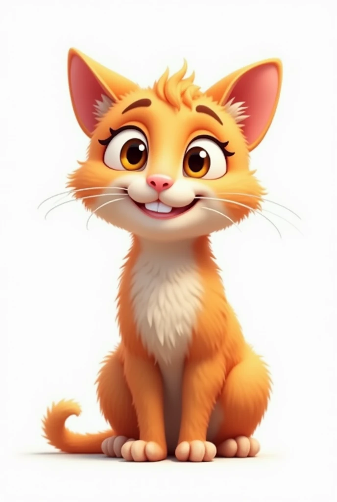 Make a realistic and animated cat that is of with a white background