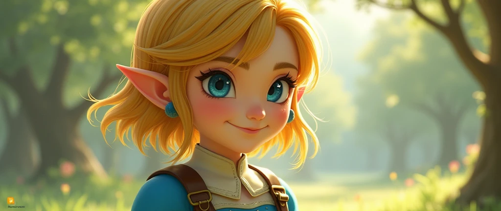 best quality, expressive eyes, face perfect, short hair, Blonde girl, eleven, Zelda Princess, princess zelda clothes, a lenda de Zelda, totk, black pants,