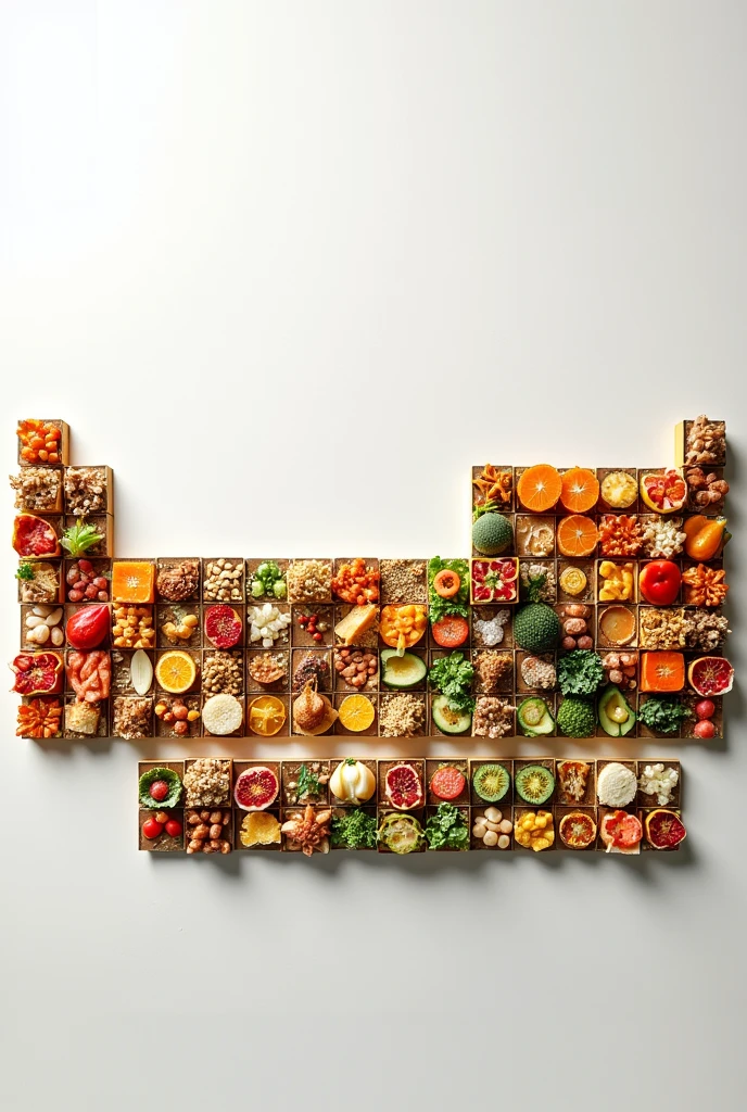 periodic table with images of foods with images of foods inside the square