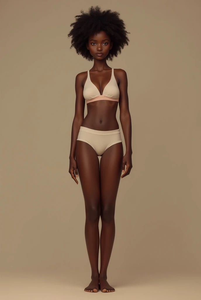 Create a full body of African black girl who wear underwear 