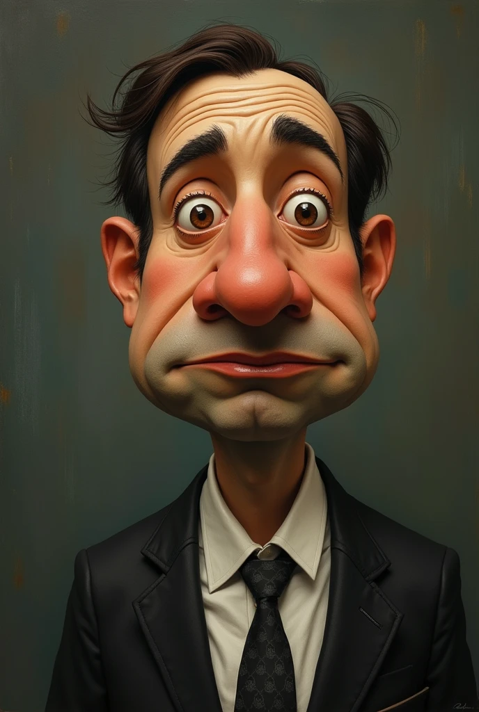 Make a stereotypical art of a Jewish banker, especially the size of the nose