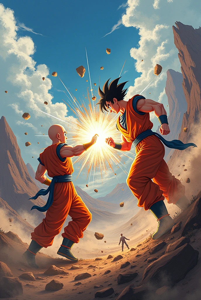 Goku fighting against Saitama