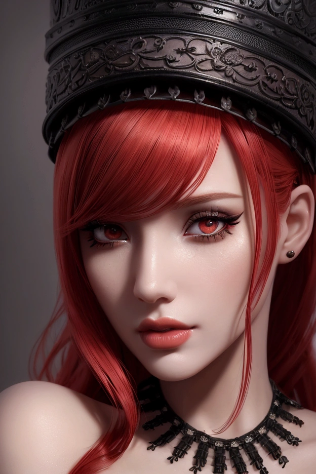 a hot tall bimbo woman with red hair and black eyes, beautiful detailed eyes, beautiful detailed lips,extremely detailed eyes and face,long eyelashes,photo-realistic,octane render,masterpiece,intricate details,cinematic lighting,dramatic shadows,vivid colors,highly detailed,award winning,digital painting