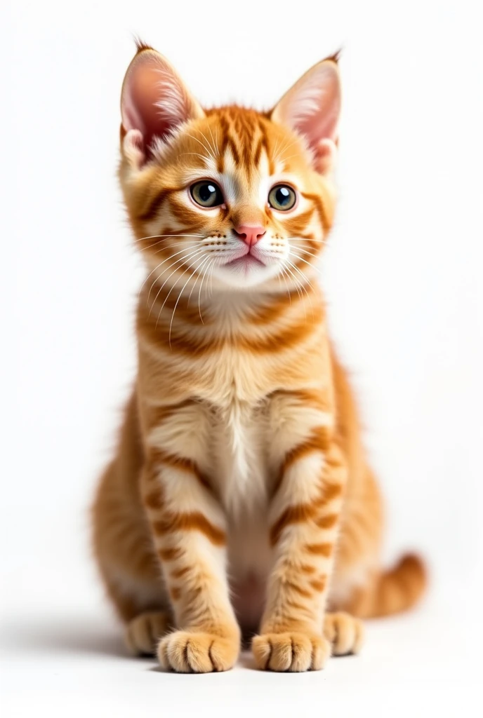 make a cat with a white background that the cat is a breed "orange tabby"
Junior age
