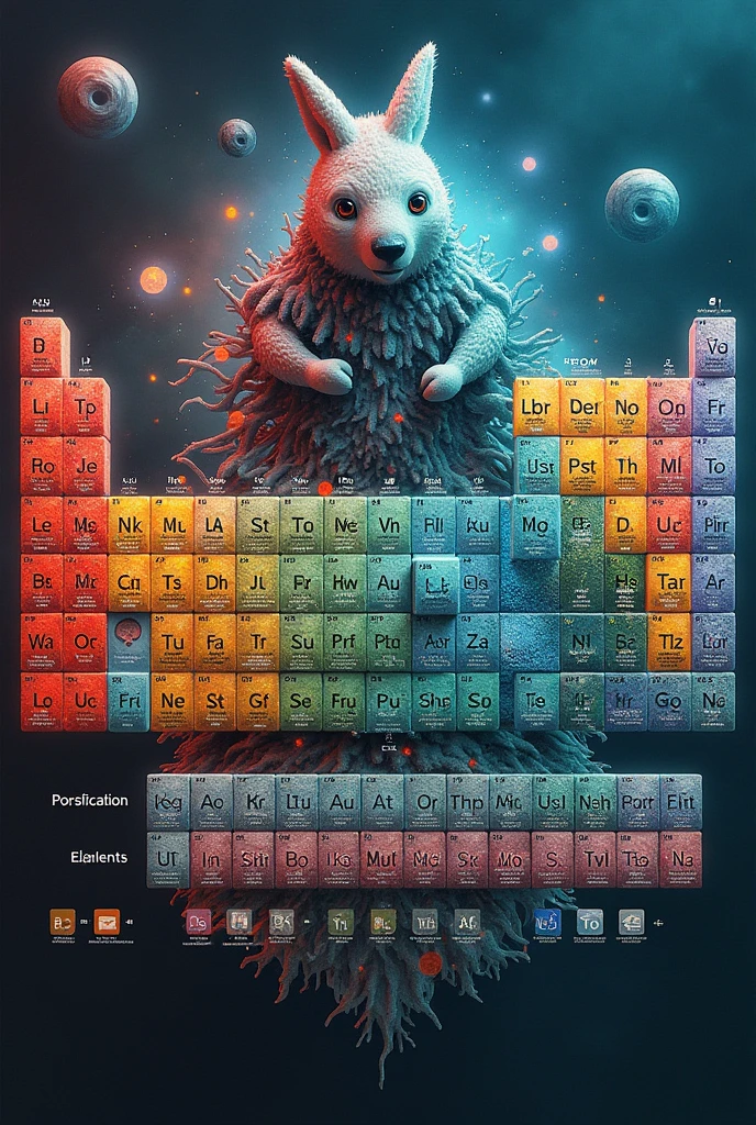 periodic table with series images/film with the symbols of the periodic table