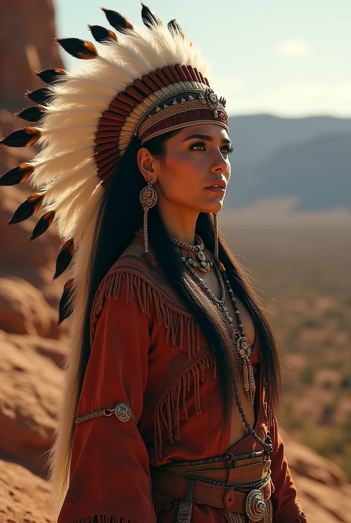 one pretty woman, Sauvage,full body apache indian chief chaman 