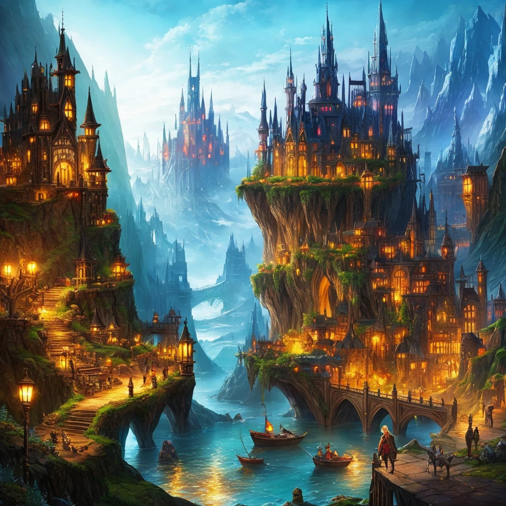 A very beautiful dark fantasy elf city