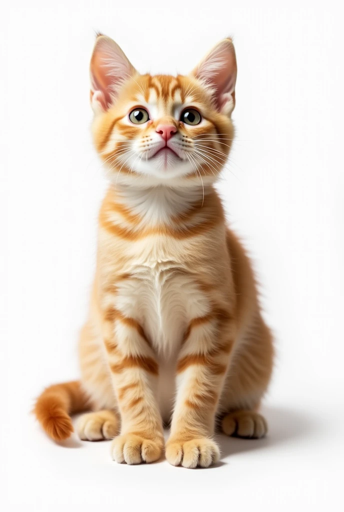 make a cat with a white background that the cat is a breed "orange tabby"
baby age