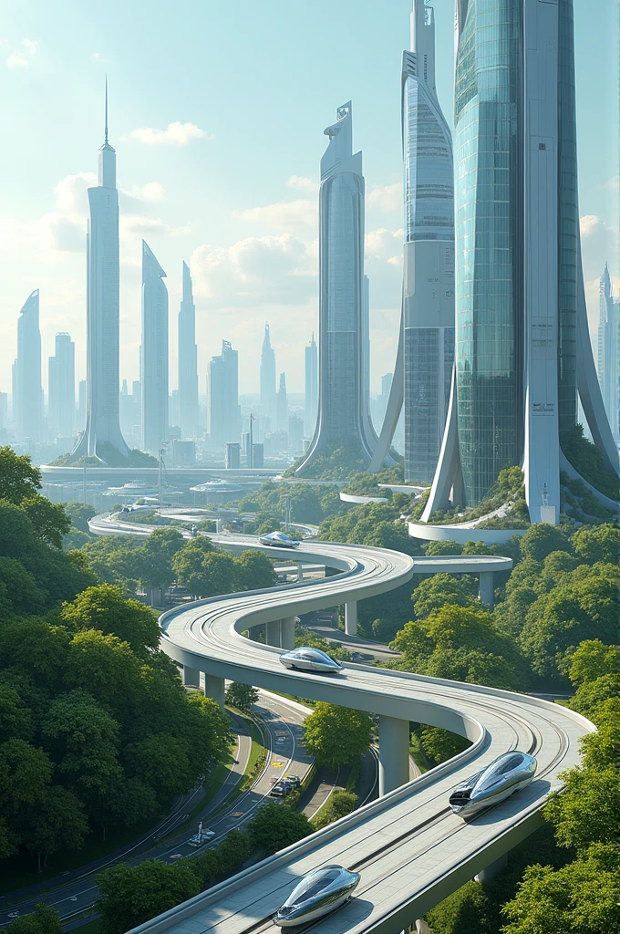 Futuristic images of sustainable cities and advanced technologies that are realistic and high resolution 